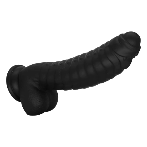 Релефно дилдо от силикон Ribbed черно [3]