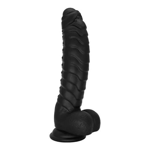 Релефно дилдо от силикон Ribbed черно