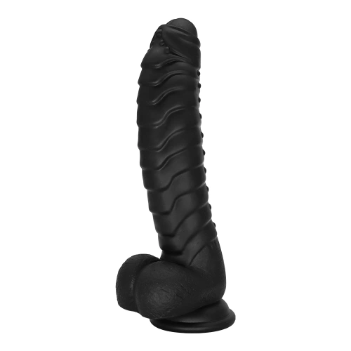 Релефно дилдо от силикон Ribbed черно [1]