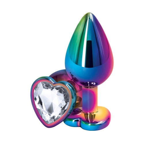 Метален анален разширител с безцветен кристал сърце Rear Assets M многоцветен
