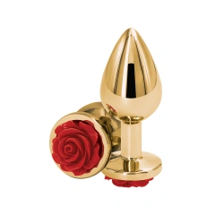 Метален анален разширител в златисто с червена розичка Rear Assets М