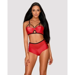 Еротичен комплект Obsessive Leatheria червен