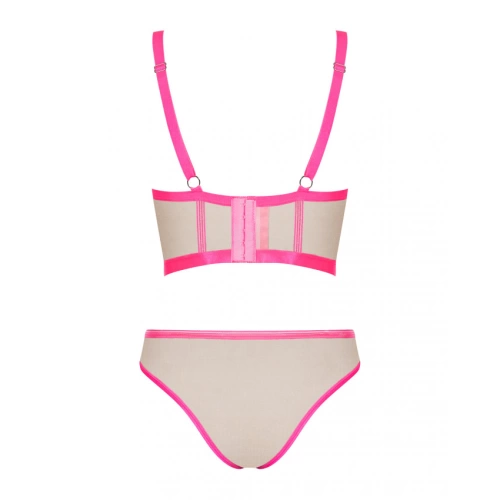 Стилен комплект от 3 части Obsessive Nudelia телесен с розово [5]