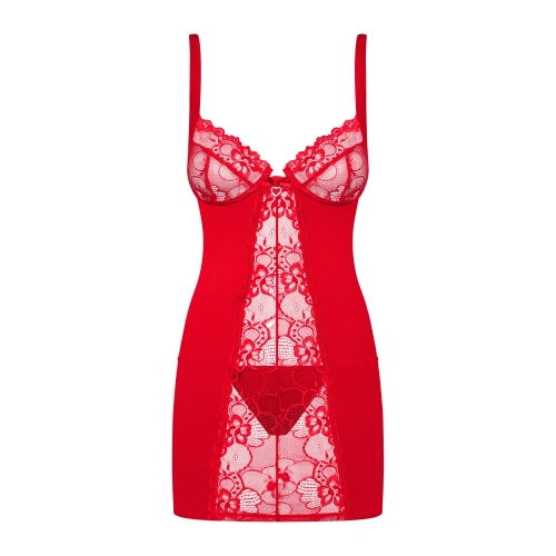 Нощница Obsessive Heartina Chemise червена [2]