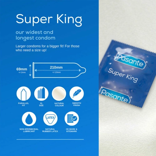 144 бр. Супер големи презервативи Pasante Super King 69 mm. [3]