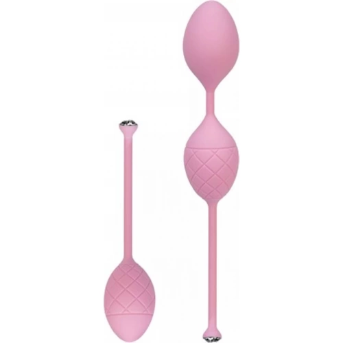 Комплект луксозни вагинални топчета от силикон с тежести и камъни Swarovski Frisky розови
