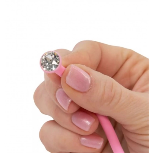 Комплект луксозни вагинални топчета от силикон с тежести и камъни Swarovski Frisky розови [3]