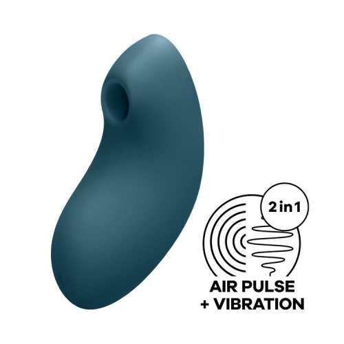 2 в 1 Kлитор стимулатор от силикон с вибрации и въздушни вълни Satisfyer Vulva Lover 2 син