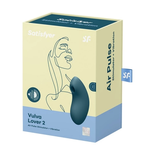 2 в 1 Kлитор стимулатор от силикон с вибрации и въздушни вълни Satisfyer Vulva Lover 2 син [9]