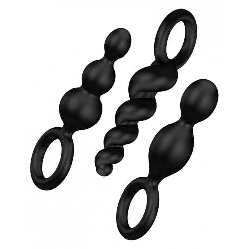 Комплект 3 бр. анални играчки от силикон Satisfyer Plugs черни