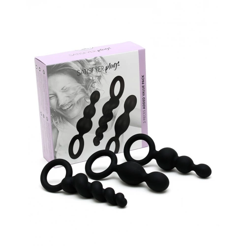Комплект 3 бр. анални играчки от силикон Satisfyer Plugs черни [3]