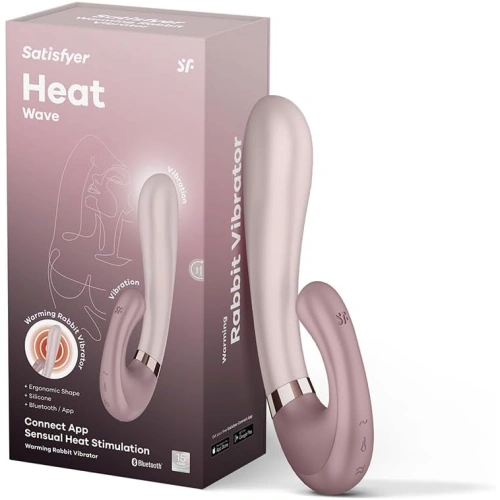 Мощен силиконов рабит вибратор със затопляне Satisfyer Heat Wave розов [7]