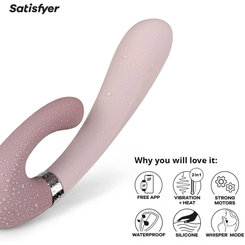 Мощен силиконов рабит вибратор със затопляне Satisfyer Heat Wave розов [3]
