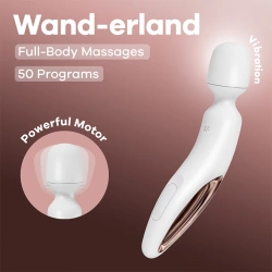 Мощен презаредим масажор Satisfyer Wand-erland бял