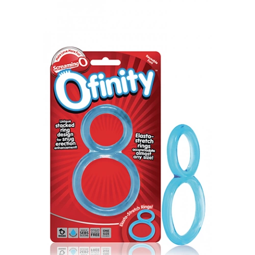 Двоен пенис пръстен Ofinity прозрачно-син [3]