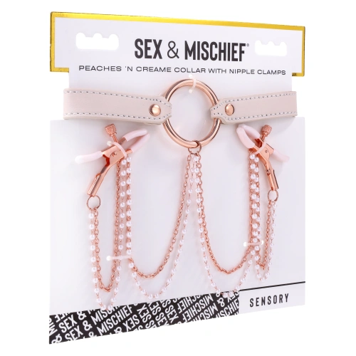 Нашийник с верига и щипки за зърна Sex & Mischief [5]