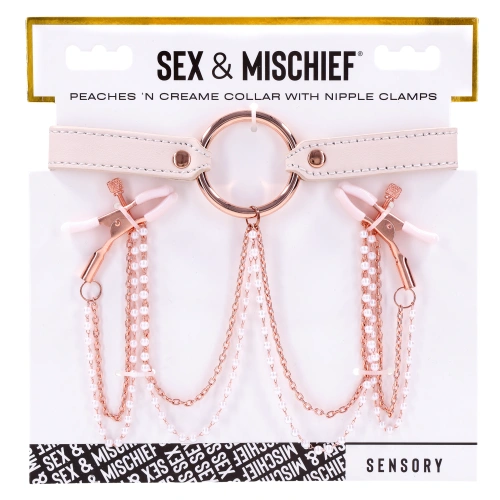 Нашийник с верига и щипки за зърна Sex & Mischief [6]