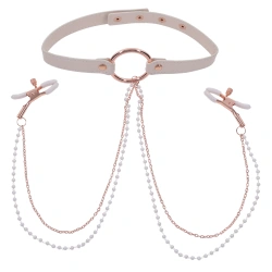 Нашийник с верига и щипки за зърна Sex & Mischief