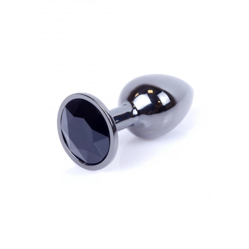 Малък метален анален разширител в сребристо с черен кристал Silver Plug