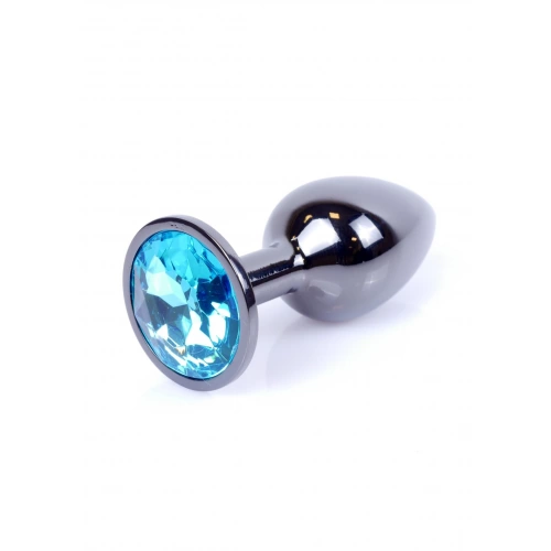 Малък метален анален разширител в сребристо със син кристал Silver Plug