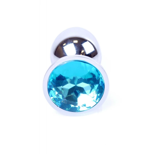 Малък метален анален разширител в сребристо със син кристал Silver Plug [1]