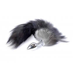Анален разширител с пухкава черно-бяла лисича опашка Fox Tail
