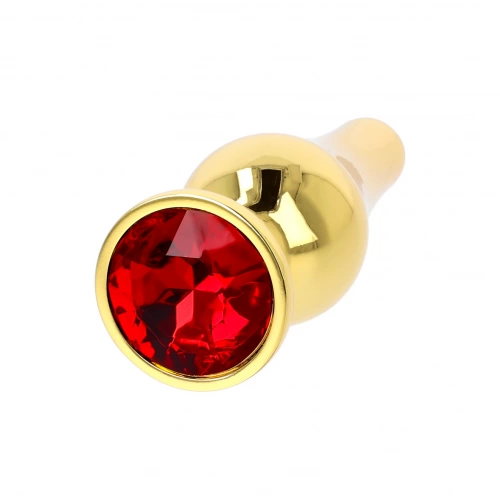 Метален анален разширител в златисто с червен кристал Gold Butt Plug