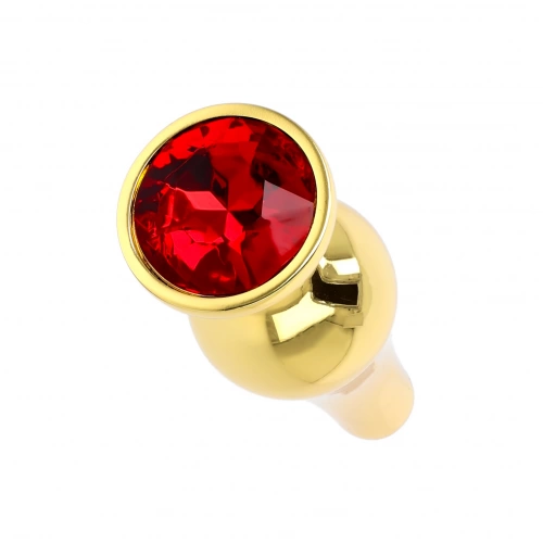 Метален анален разширител в златисто с червен кристал Gold Butt Plug [1]