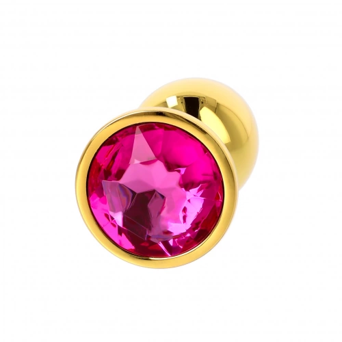 Малък метален анален разширител в златисто с розов кристал Gold Plug [2]