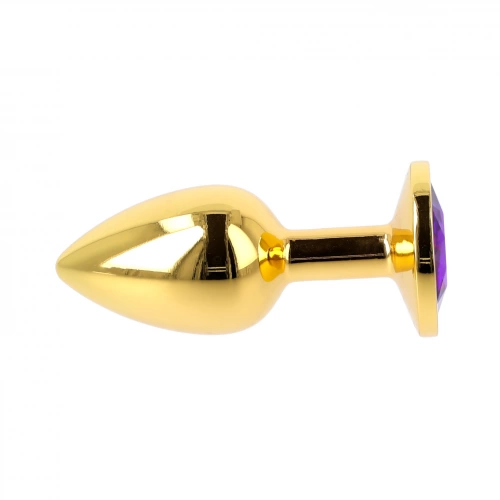 Малък метален анален разширител в златисто с лилав кристал Gold Plug [4]