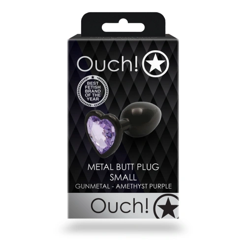 Mетален разширител с лилав кристал сърце Ouch! Gunmetal [6]