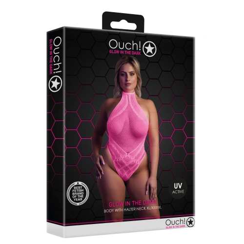 Боди с халтер деколте Ouch! Glow 839 неоново розово QS [6]