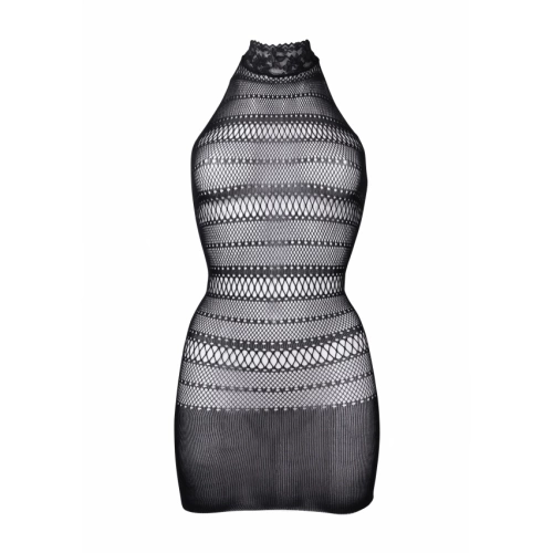 Елегантна мрежеста рокля с деколте тип халтер Le Desir 012 черна  [8]