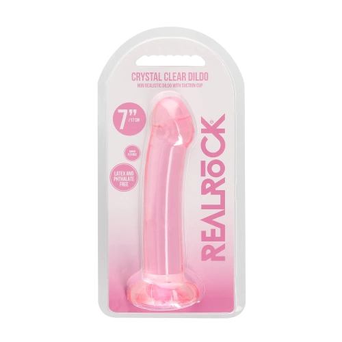 Прозрачно джели дилдо Real Rock Crystal Clear 7" розово [4]