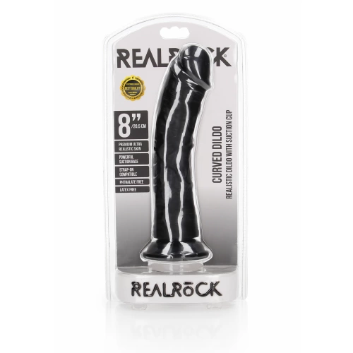 Реалистично дилдо Real Rock Curved 8" черен [6]