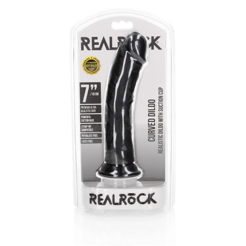 Реалистично дилдо Real Rock Curved 7" черно [6]