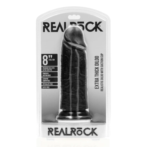 Реалистично дебело дилдо Real Rock Extra Thick 8" черно [5]