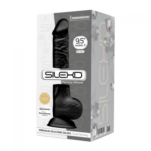 Революционно двуслойно дилдо с тестиси от силикон SilexD 9.5" Model 3 черно [7]