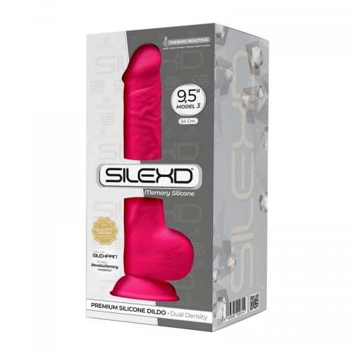 Революционно двуслойно дилдо с тестиси от силикон SilexD 9.5" Model 1 розово [7]