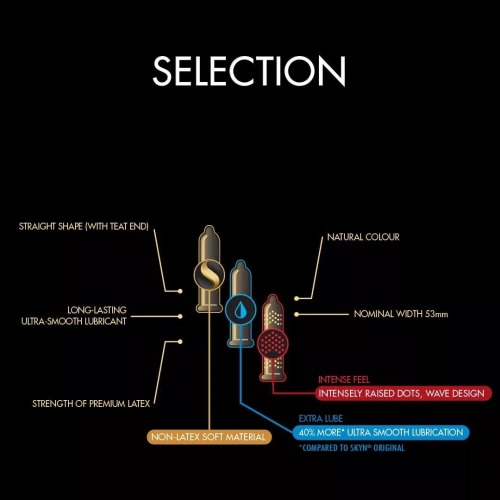 9 бр. Микс нелатексови презервативи Skyn Selection [1]
