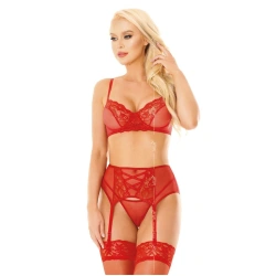 Еротичен комплект от 3 части Selin червен