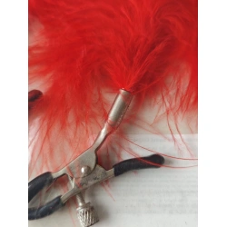 Щипки за зърна с красиви пера Pinces A Seins червени -преоценени