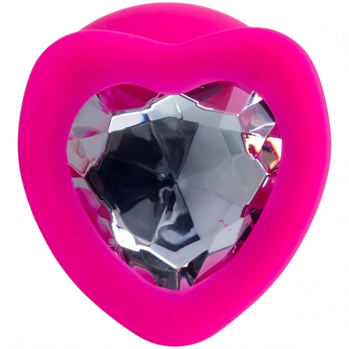 Анален разширител от силикон с кристал-сърце Diamond Heart розов L [3]
