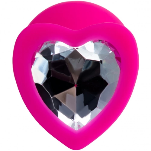 Анален разширител от силикон с кристал-сърце Diamond Heart розов M [4]