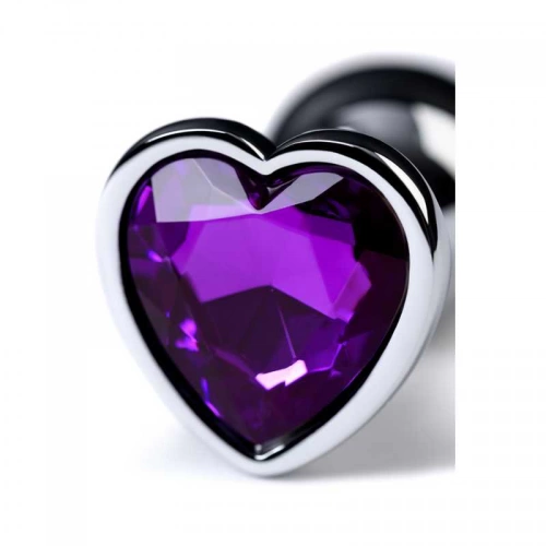 Малък метален анален разширител с кристал сърце в лилав цвят Metal [3]