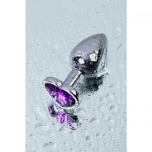 Малък метален анален разширител с кристал сърце в лилав цвят Metal [4]