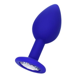 ​​Малък анален разширител-бижу от силикон с кристал Brilliant синьо