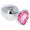 Метален анален разширител в сребристо с розов кристал сърце T4L L