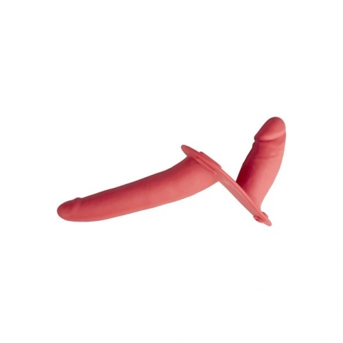 Двоен пенис колан от силикон Dual Dildo червен [4]