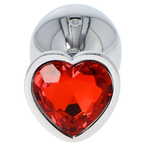 Метален анален разширител-бижу с кристал в основата червено сърце T4L  [4]